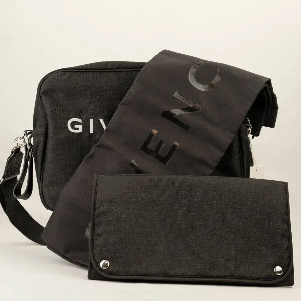 Givenchy 4G Logo Print Travel Baby Diaper Bag w/ Changing Pad, Black